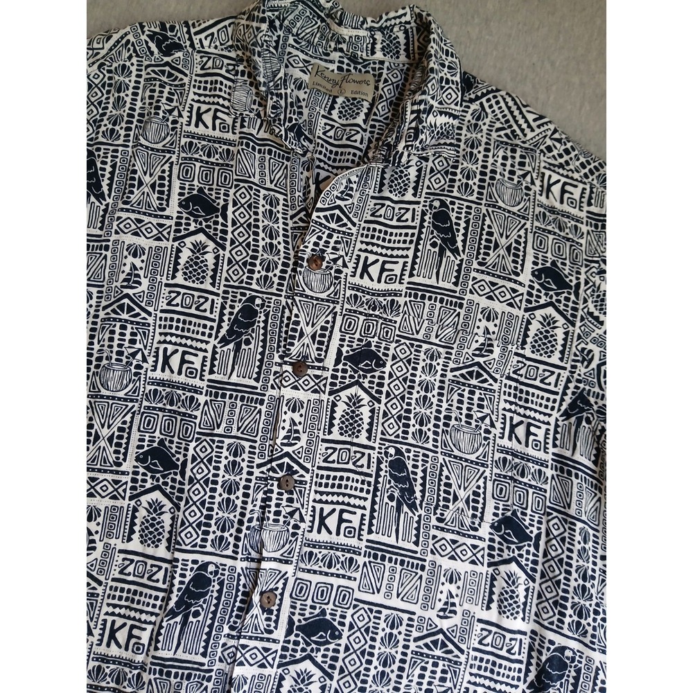 Kenny Flowers Shirt Large Button Down Hawaiian Resort Beach Limited Edition